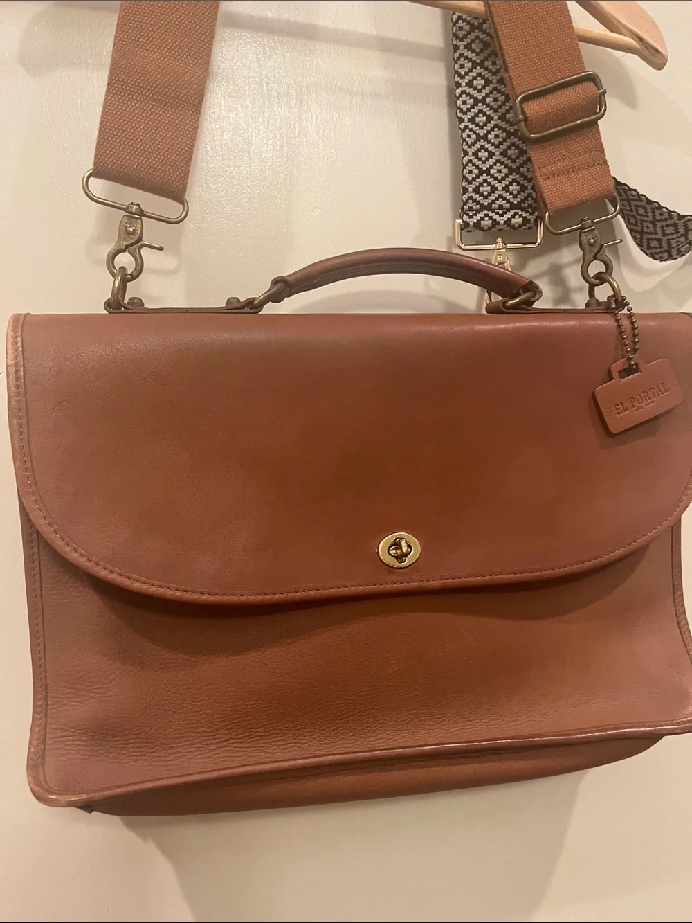 Schlesinger’s Brown Leather Briefcase w/ interchangeable & Detachable Strap